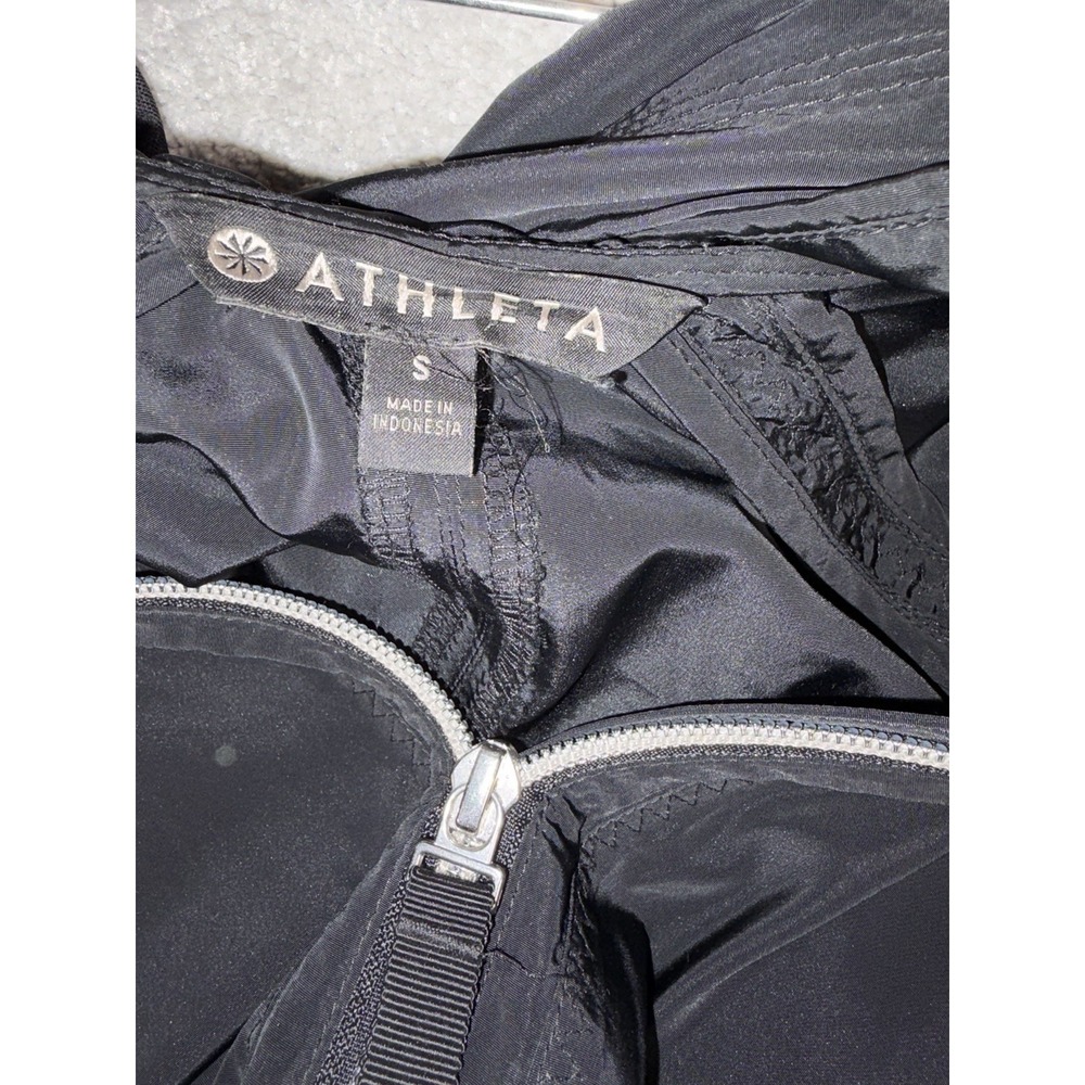 Athleta Jacket Womens S Black Drip Drop Hooded Full Zip Drawstring Rain Coat - Picture 11 of 12